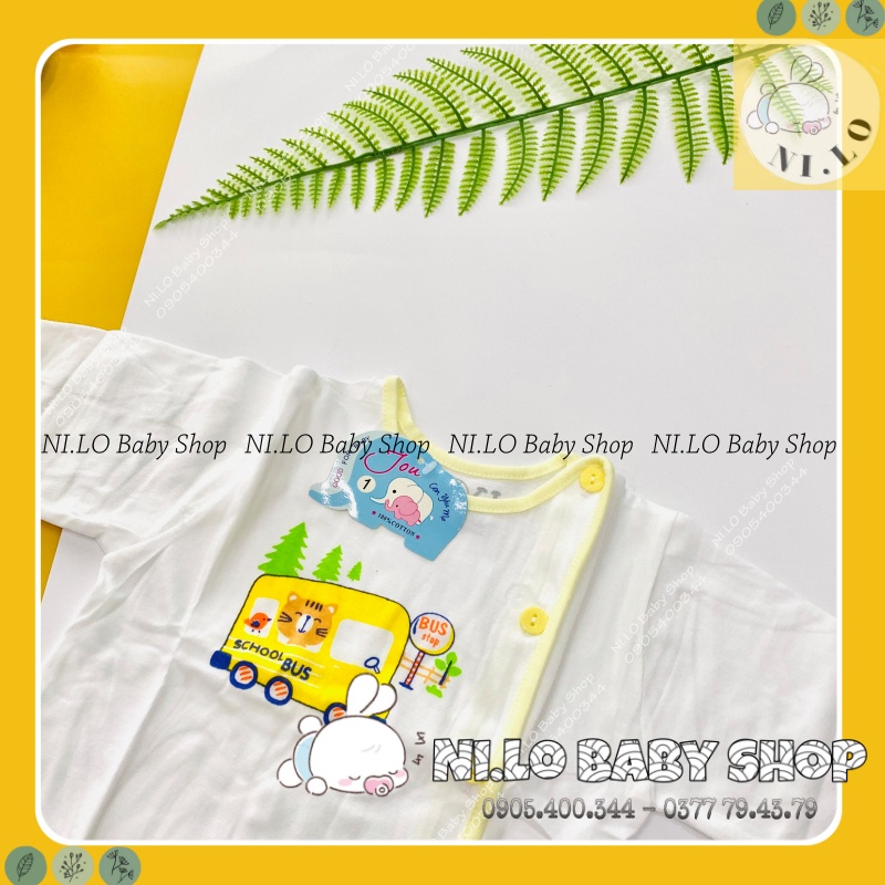 Áo sơ sinh màu trắng, dài tay nút lệch JOU, chất vải cotton 100% cao cấp mềm mịn, thoáng mát {Ảnh thật}