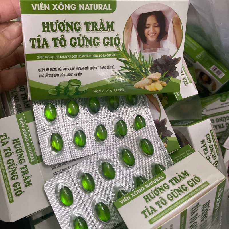 Viên xông Natural Hương Tràm Tía Tô Gừng Gió - xông khi cảm cúm, xông sát khuẩn mũi họng