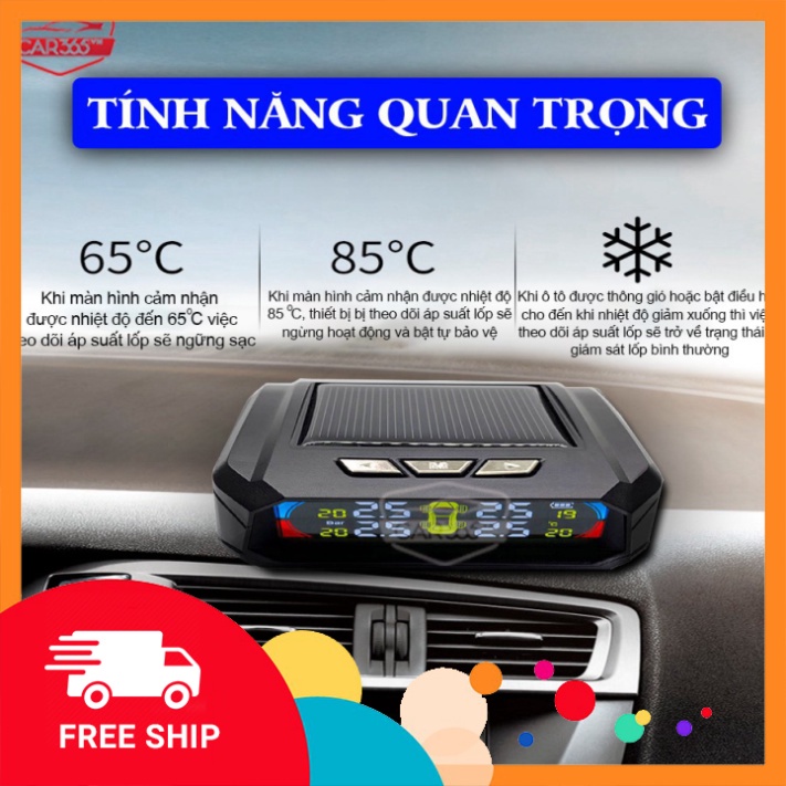 GIÁ ƯU ĐÃI Cảm biến áp lực lốp thời thượng hàng hiệu CAR365 - màn hình hiển thị màu LCD chỉ ra áp lực nhiệt - bh 24 THÁN