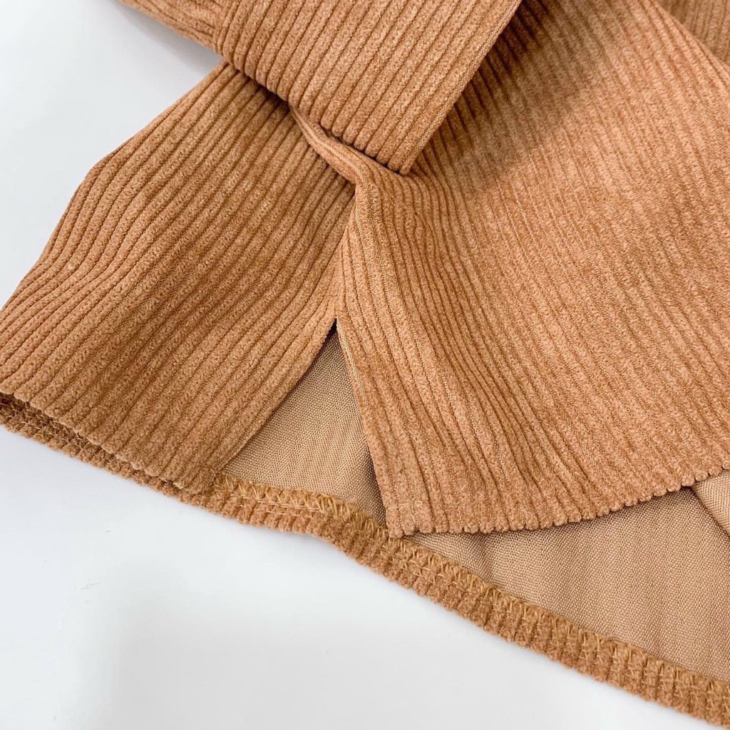 Áo Khoác Sơ Mi Nhung Gân Nam Nữ Unisex Nắp Túi 1 Bên Chất Dày Dặn Phong Cách Hàn Quốc
