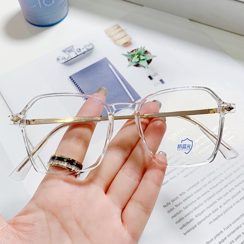 (JIUERBA) Mắt Kính Gọng Trong Suốt Màu Kẹo Đa Giác Chống Ánh Sáng Xanh Thời Trang Mới Phong Cách Hàn Quốc