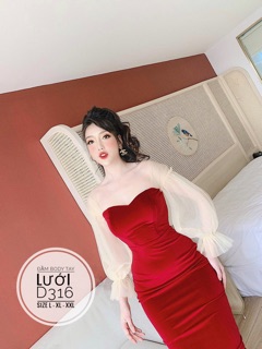 Bigsize Đầm body tay lưới D316