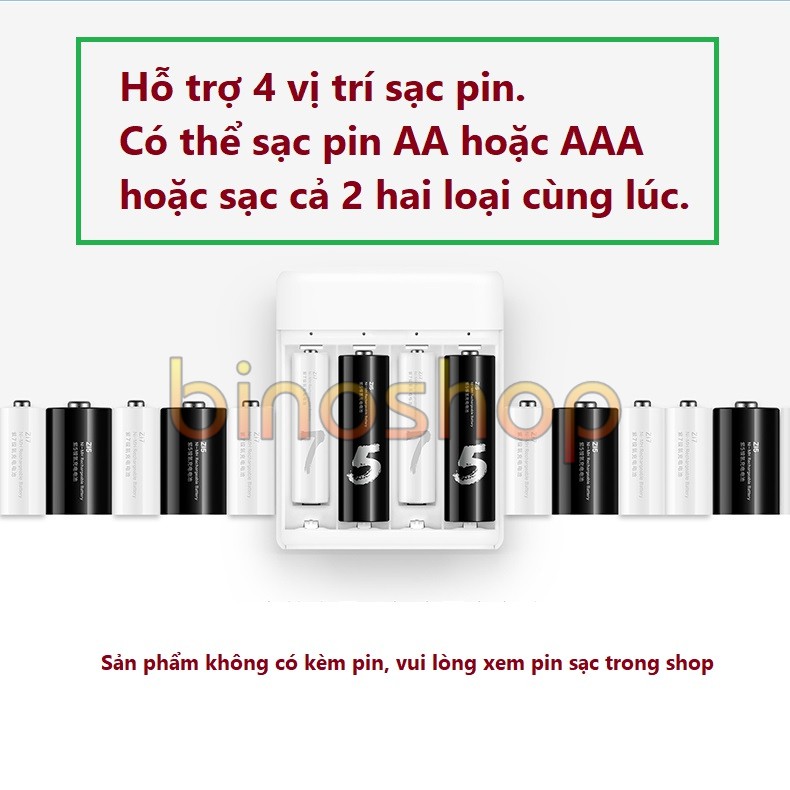 (tặng kèm pin) Bộ sạc pin AA/AAA Xiaomi PB401 và Pin sạc AA Xiaomi Zi5