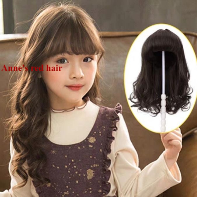 Tóc giả dài xoăn phong cách công chúa đáng yêu cho bé gái