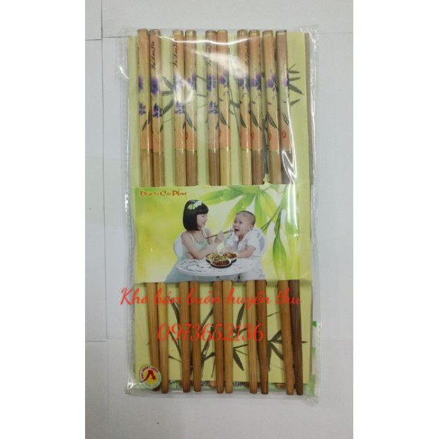 Bộ 10 đôi đũa tre hoa văn cao cấp