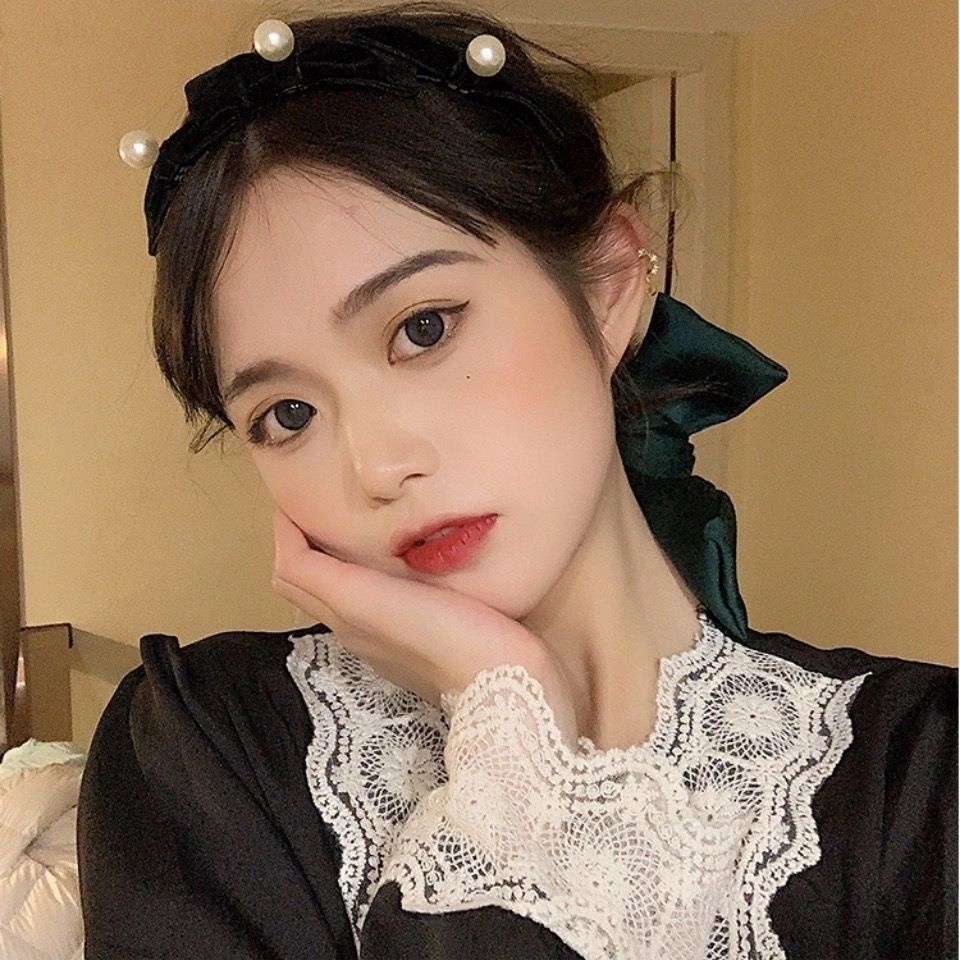 Băng Đô Cài Tóc Đính Nơ Ngọc Trai Thời Trang Hàn Quốc