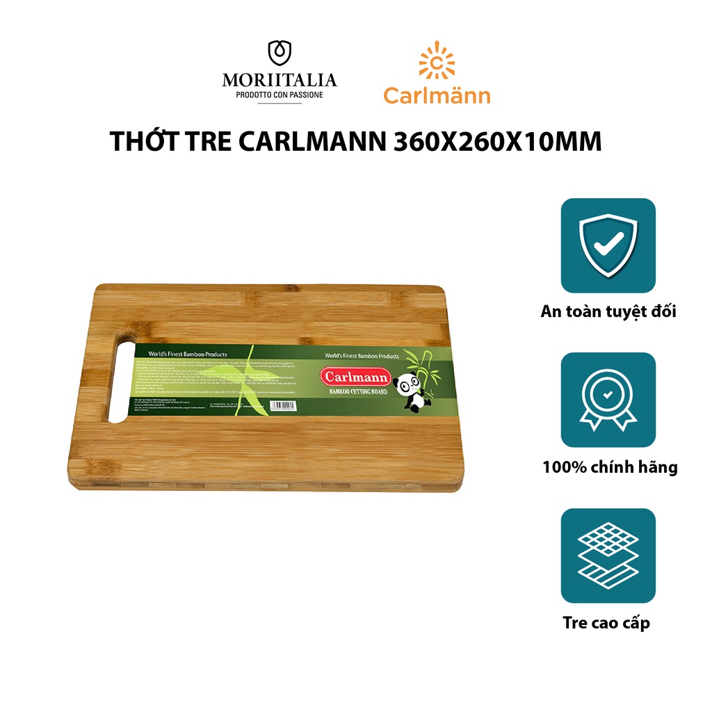 Thớt tre CarlMann an toàn, tự nhiên, kháng khuẩn cao Moriitalia THOT10000055