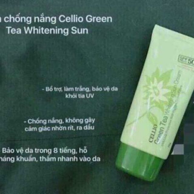 Kem chống nắng cellio Green Tea trà xanh