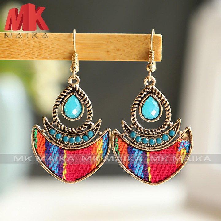 Khuyên Tai Dạng Hạt Vintage MK MAIKA Mẫu Dài MKKT118, khuyên tai thời trang độc đáo, phong cách retro, phù hợp đi biển