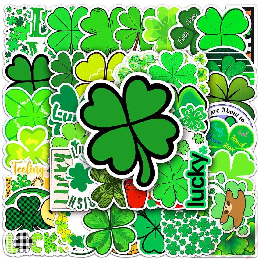 ❉ Miếng Dán Hình Cỏ Bốn Lá May Mắn Series 01 ❉ Bộ 50 Miếng Dán Chống Thấm Nước Họa Tiết Thời Trang Dùng Trang Trí