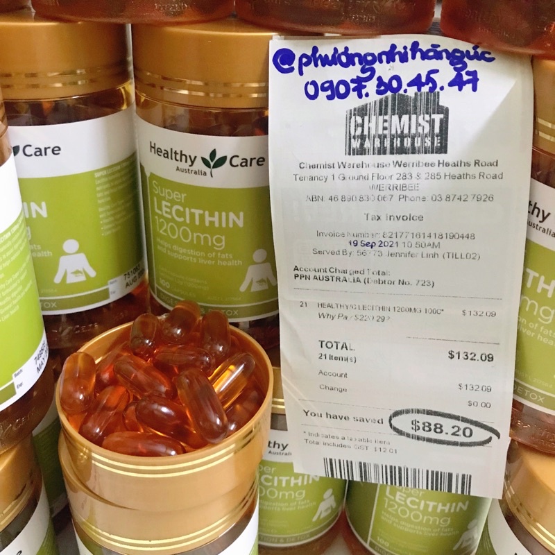 HÀNG CHUẨN AIR MUA TẠI ÚC - TINH CHẤT MẦM ĐẬU NÀNH HEALTHY CARE LECITHIN 100 VIÊN- DATE 2024