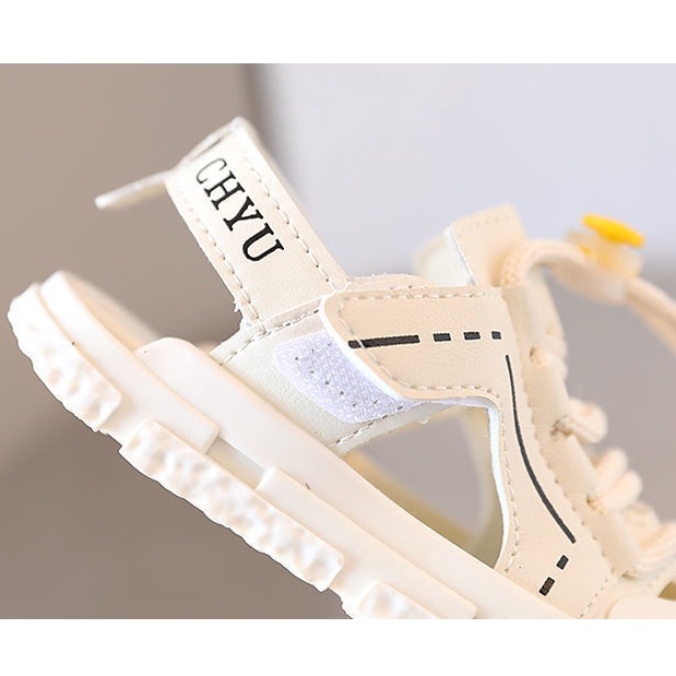 Giày sandal cho bé quai hậu mũi cong chống vấp thời trang quai ngang dây thít trang trí đáng yêu ( M216 )