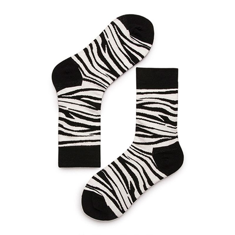 Xiangbao Vớ Unisex Họa Tiết Ngựa Vằn Trắng Đen Vui Nhộn Phong Cách Harajuku Hiphop Đường Phố