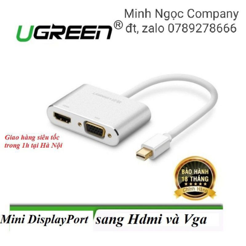 Bộ chuyển đổi Mini Displayport sang HDMI và VGA UGreen 20421 (Cáp Mini DisplayPort To HDMI + VGA) - Hàng Chính Hãng