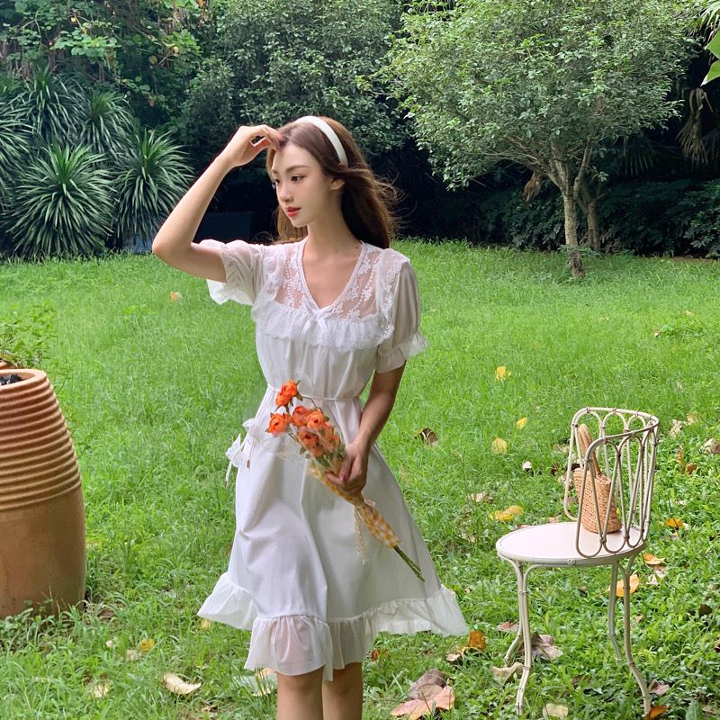 Đầm Thời Trang Mùa Hè Phong Cách Retro Hàn Quốc Dành Cho Nữ