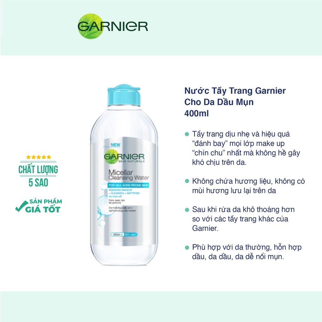 Nước tẩy trang Garnier Micellar Water dành cho mọi loại da 400ml