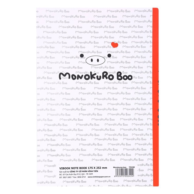 ( 1 Lốc ) Tập Sinh Viên Heo Monokuro Boo 200 Trang KT:175x250mm Độ Dày 60 Gsm ( Mỏng ) Vibook Camshop