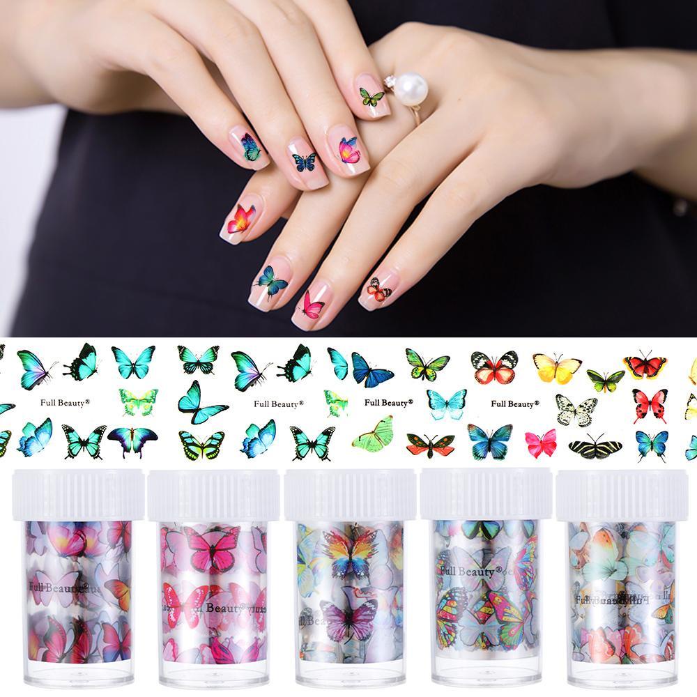 Set 10 Cuộn Giấy Foil Dán Móng Tay Họa Tiết Bướm DIY