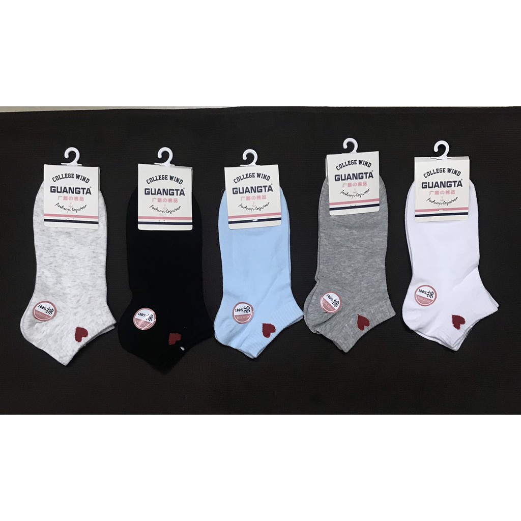 Combo 5 đôi vớ sọc và tim , thun cotton , mode HÀN QUỐC ,loại tốt thương hiệu GUANGTA , ảnh thật