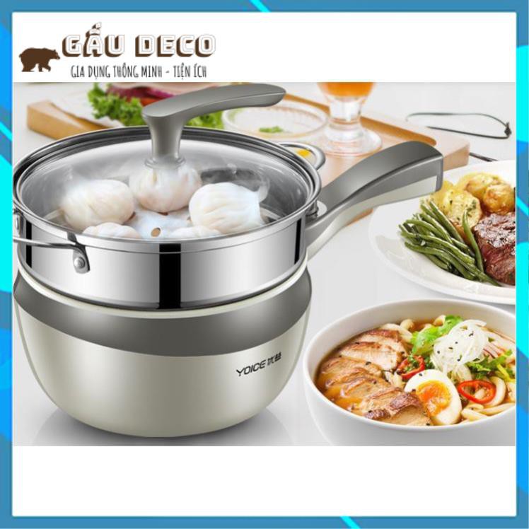 Nồi điện đa năng [FREESHIP] - Chính hãng Yoice - Chống dính, sử dụng đa năng - Nấu lẩu, chiên, xào, luộc inox 304