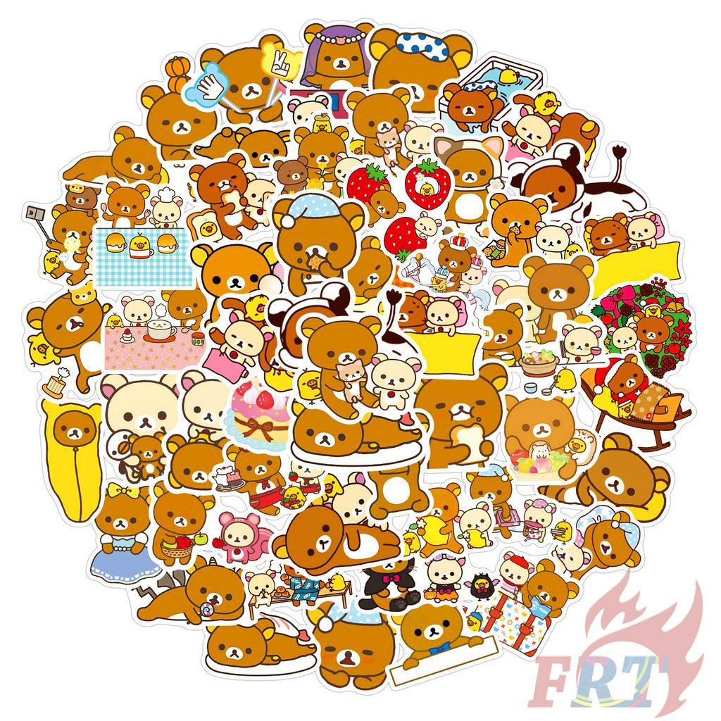 Set 50 hình dán họa tiết gấu Rilakkuma hoạt hình Series 02 trang trí thủ công DIY