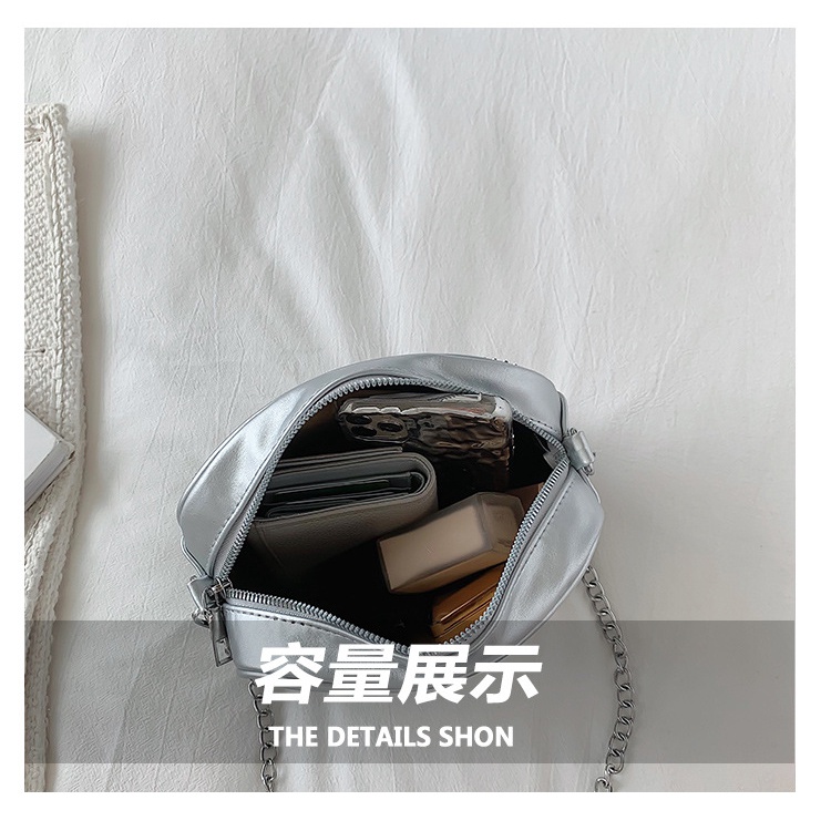 Túi Đeo JASMIN NOIR Chéo Nắp Gập Quai Xích Đính Kim Cương Giả Thời Trang Cho Nữ