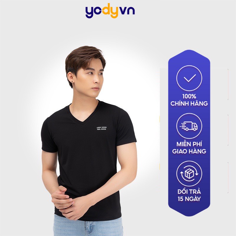 Áo phông nam YODY cổ tim chất liệu thun cotton mềm mịn, tham hút mồ hôi tốt PPM3997