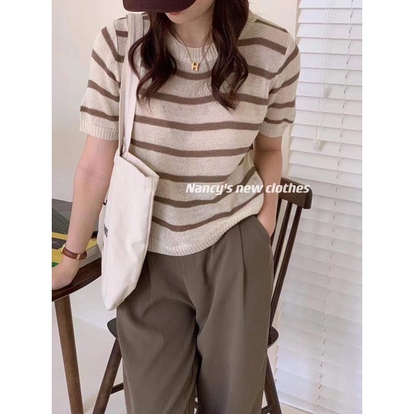 Áo Len kẻ ngang Nancy