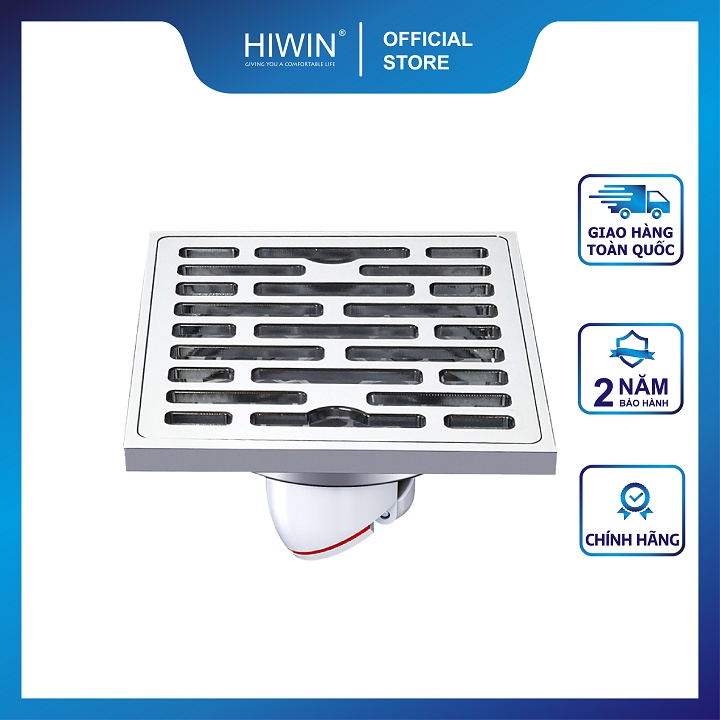 Phễu thoát sàn ngăn mùi hôi thoát nước nhanh đồng mạ crom kích thước 100x100mm HIWIN FD-1408