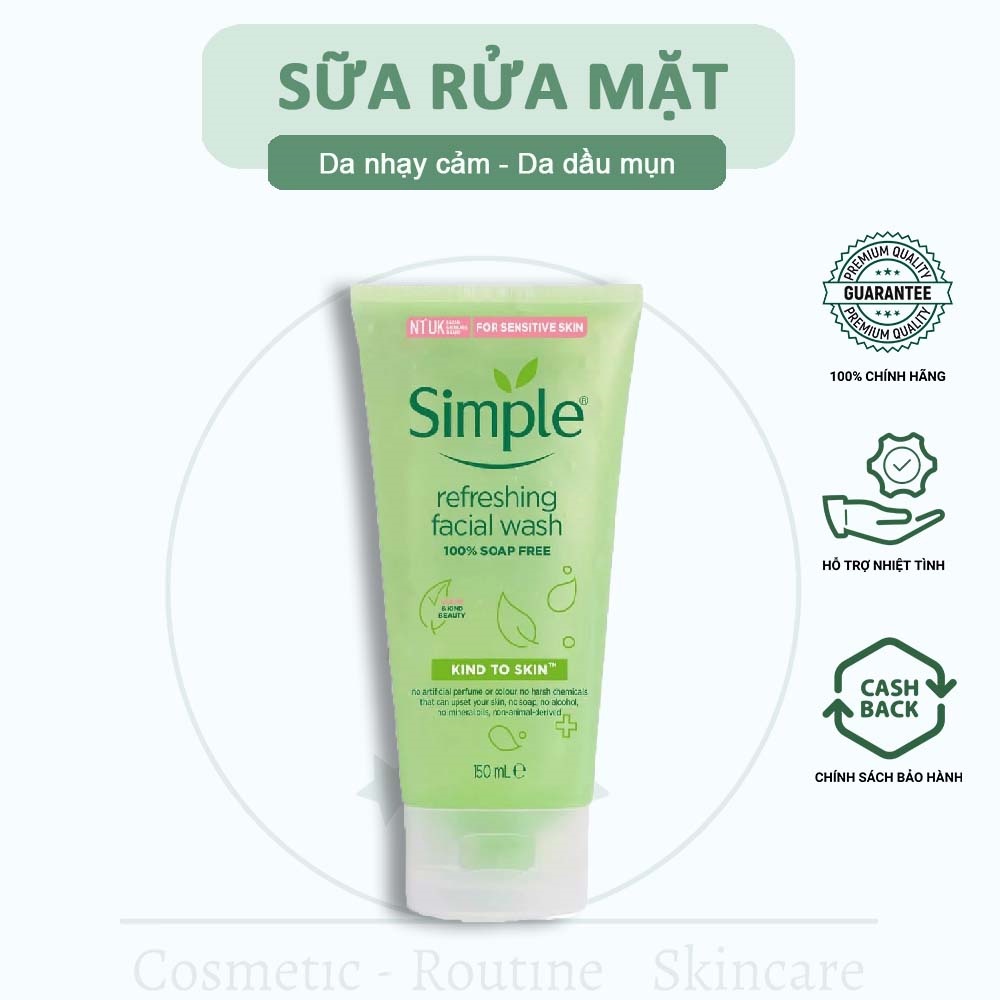 Sữa Rửa Mặt Dịu Nhẹ Simple Kind To Skin Refreshing Facial Wash 150ml