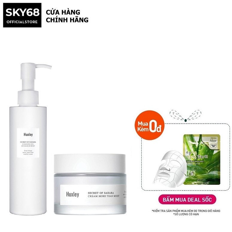 Combo Chống Lão Hóa, Làm Dịu Da Chiết Xuất Xương Rồng Huxley ( Kem More Than Moist 50ml + SRM 200ml )