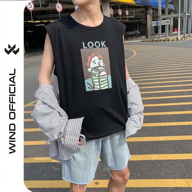 Áo thun sát nách unisex WIND phông form rộng Look oversise nam nữ ulzzang