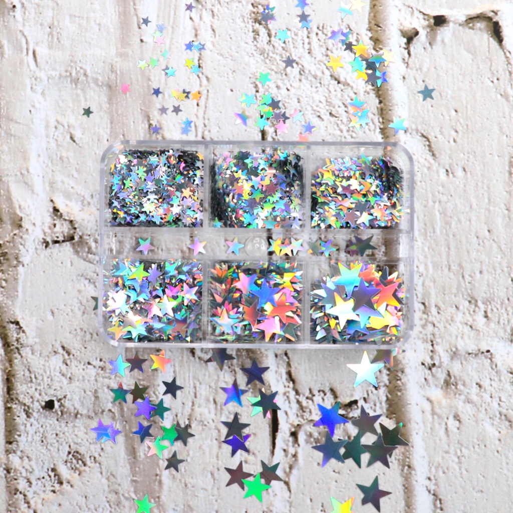 1 Hộp Hạt Kim Sa Hình Ngôi Sao 3D Trang Trí Móng Tay Nghệ Thuật