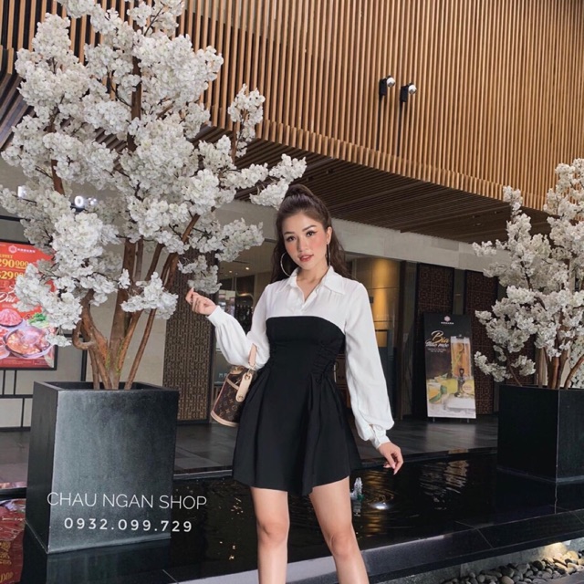 Đầm dây rút eo