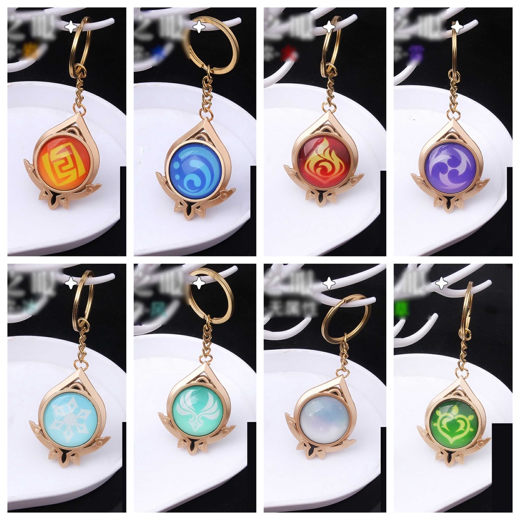 (có dạ quang) Móc khóa kim loại NGUYÊN TỐ VISION GENSHIN IMPACT Inazuma Fatui Sumeru Liyue Mondstadt game chibi xinh xắn
