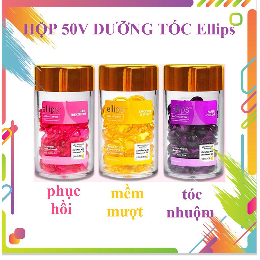 (HÀNG CHÍNH HÃNG) Bộ Serum Dưỡng Tóc Ellips Hair Vitamin Hủ 50 Viên dưỡng tóc mềm mượt, phục hồi hư tổn, giữ màu tóc nhu