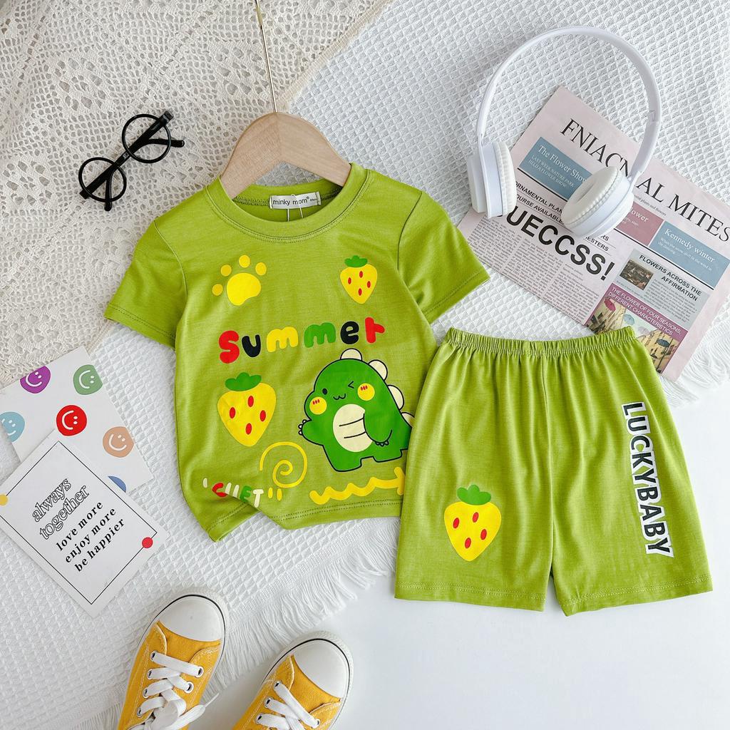 [Bé 0-8 tuổi] Bộ Cộc Tay Minky Mom Vải Thun Lạnh Cho Bé 8-27 kg Mặc Vào hè - TN-IN172