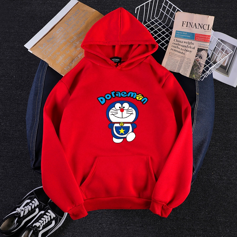 Áo Hoodie 🌈FREESHIP🌈 Áo Khoác Nỉ Video+Ảnh Thật Tay Dài In Hình Doraemon, Áo Hoodie Tay Dài In Hình Doremon