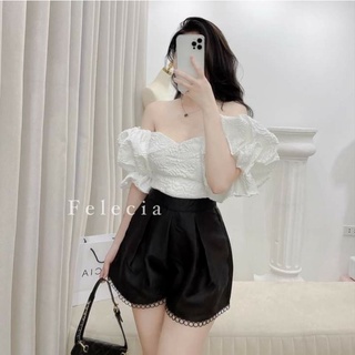 💢 Áo trễ vai cúp ngực gấm tay xòe 💥