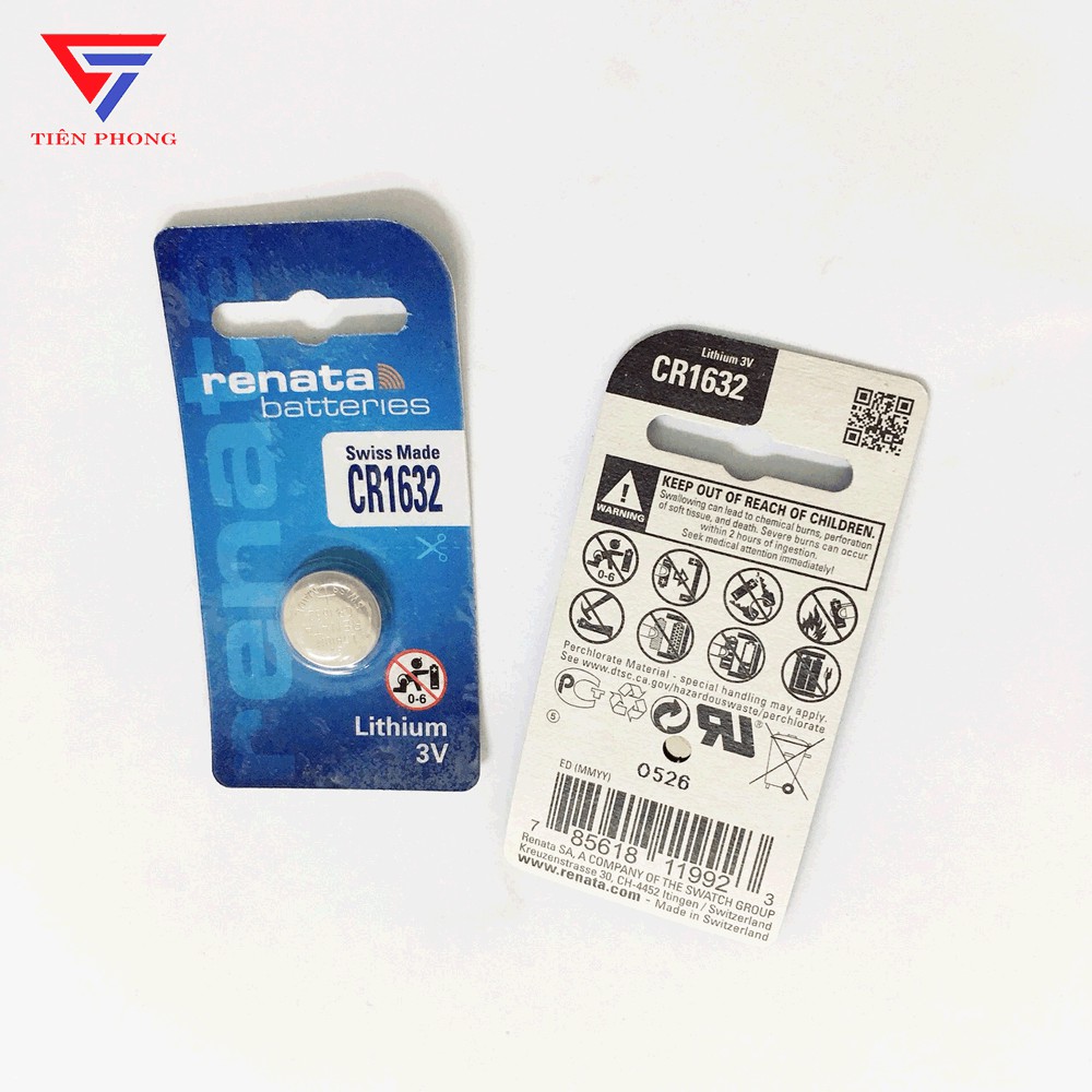 Pin Renata CR1632 lithium 3V, pin 1632 chính hãng Renata - Vỉ 1 viên
