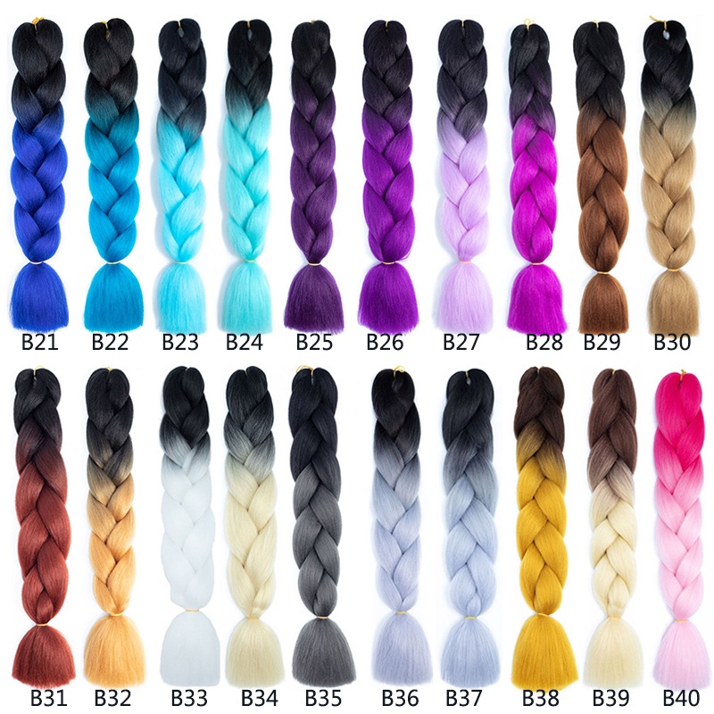 Bím Tóc Giả Thắt Bím Nhiều Màu Sắc 24 "Jumbo 100g