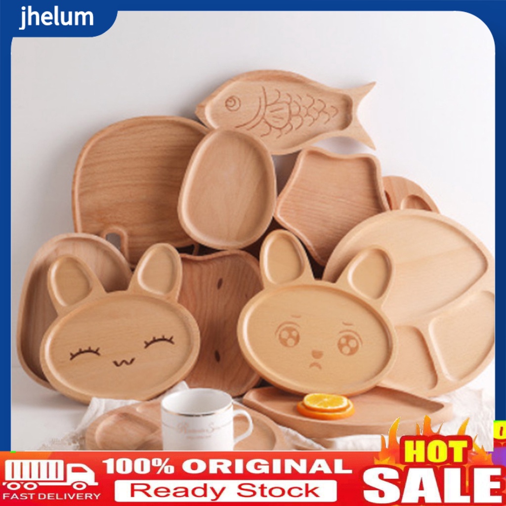 Khay Đựng Thức Ăn Bằng Gỗ Trơn Hình Hoạt Hình Sáng Tạo Đa Năng Cho Bé