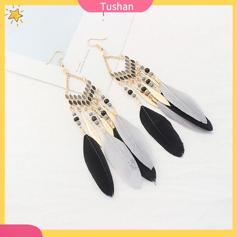 Khuyên tai lông vũ phong cách Boho cổ điển cho nữ