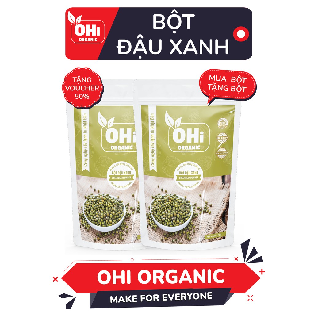Bột Đậu Xanh Nguyên Chất Sấy Lạnh 50g Làm Đẹp, Làm Bánh, Nấu Cháo