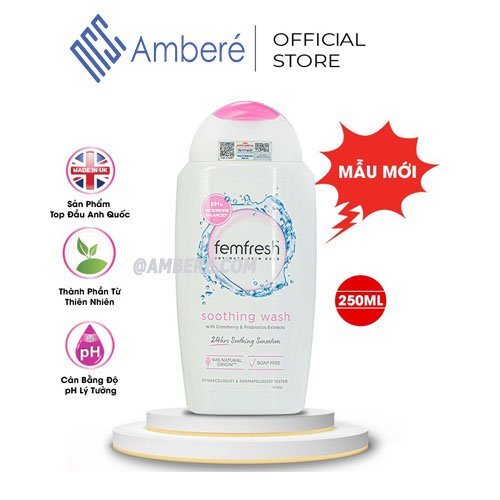 Dung dịch vệ sinh chống viêm cho vùng kín sạch thơm tươi mới Femfresh Soothing Wash 250ml - Femfresh màu hồng