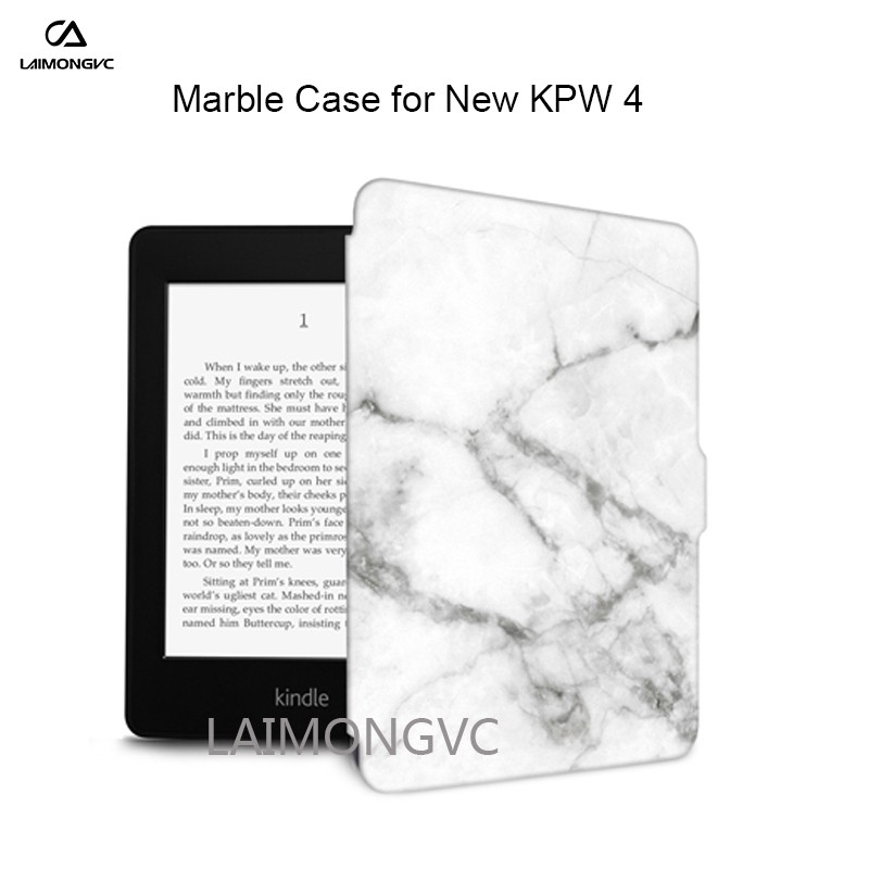 2019 The New Amazon Kindle Paperwhite 4 Silicone Protection Case Smart Cover Full Protection Ultra-thin Anti-drop Intelligent Sleep Marble Case For 2019 New Kindle KPW 4 - The Back MODEL  NO：PQ94WIF