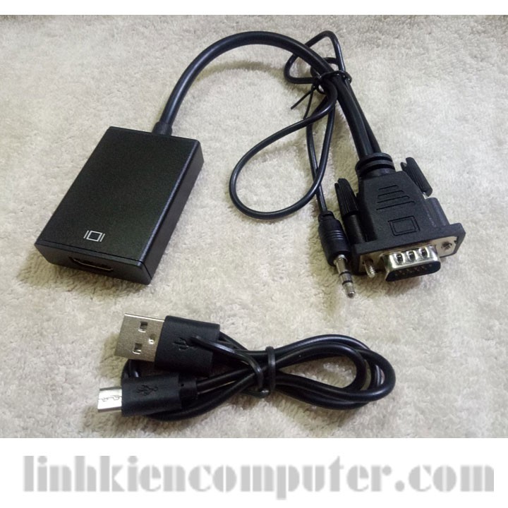 Bộ Cáp chuyển đổi tín hiệu từ VGA sang HDMI có âm thanh + Cáp Micro USB cấp nguồn