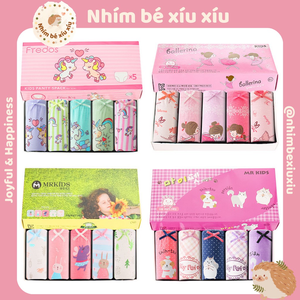 Quần lót cotton bé gái (12-37.5 kg) chip tam giác hình công chúa, động vật cute