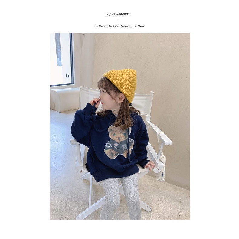 Áo hoodie tay dài in hình gấu nhỏ phong cách Hàn Quốc thời trang xuân thu cho bé gái 2021
