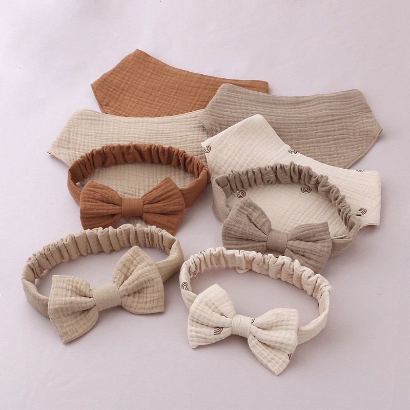 Khăn Bandana Vải Cotton Mềm Màu Trơn Thắt Nơ Hình Tam Giác Cho Bé